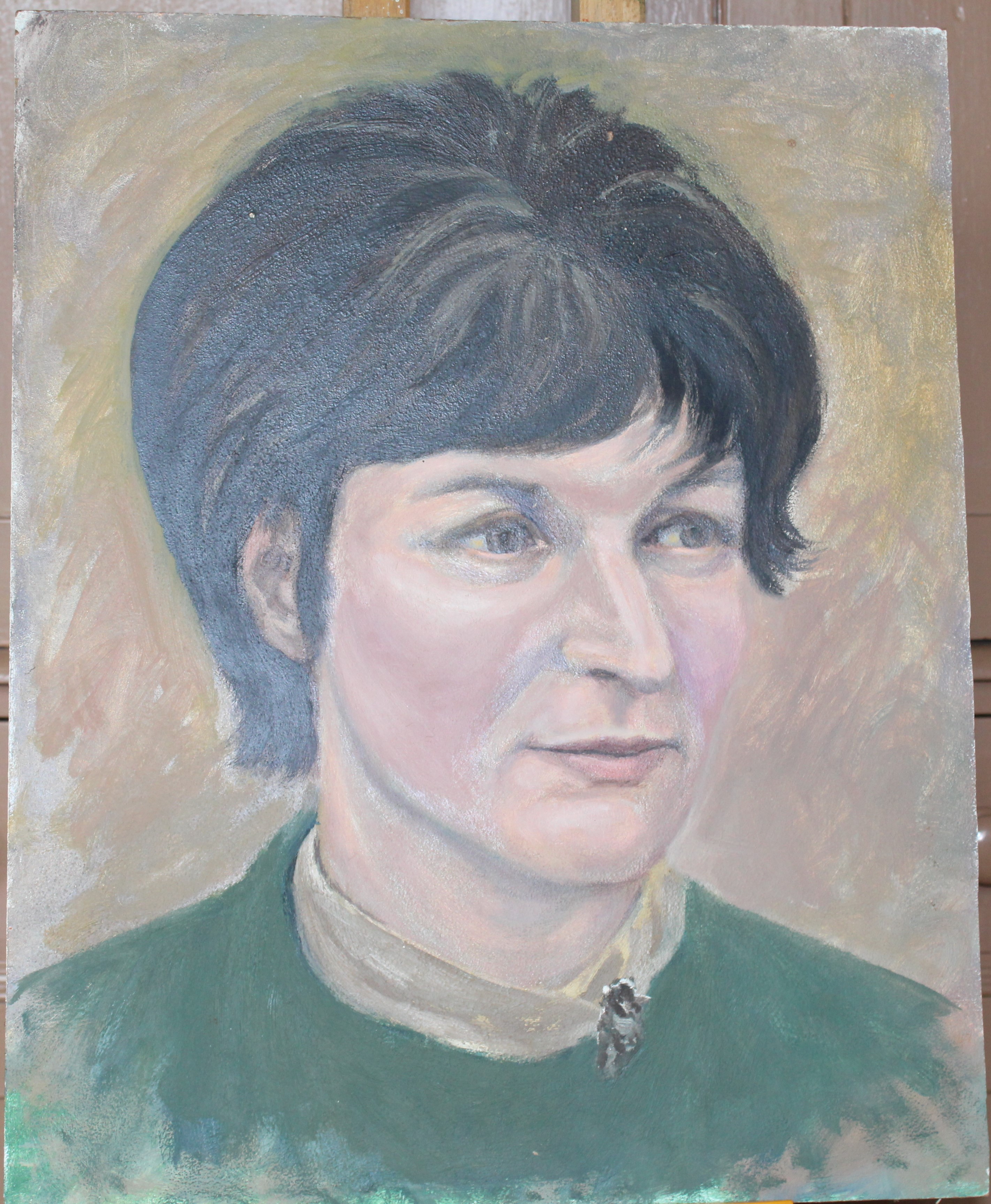 •PORTRAIT OF A WOMAN WEARING A BLUE TOP Unsigned unframed oil on board, 50 x 40.5cm and a collection - Image 4 of 9