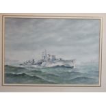 •Eric Erskine Campbell Tufnell (1888-1978) HMS EASTON L 09 ESCORT DESTROYER WITH OTHER VESSELS IN