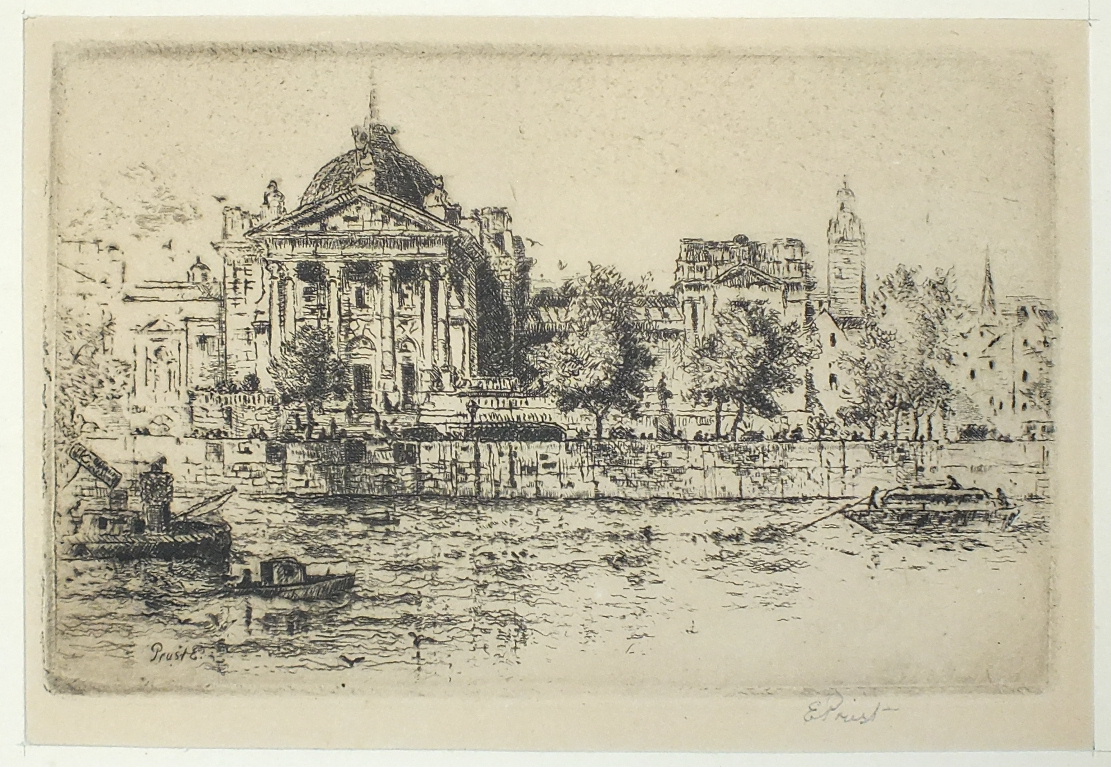 Edward Prust, 'Victoria Embankment of Westminster Bridge', signed pencil sketch, dated 1935, 16.8 - Image 4 of 4