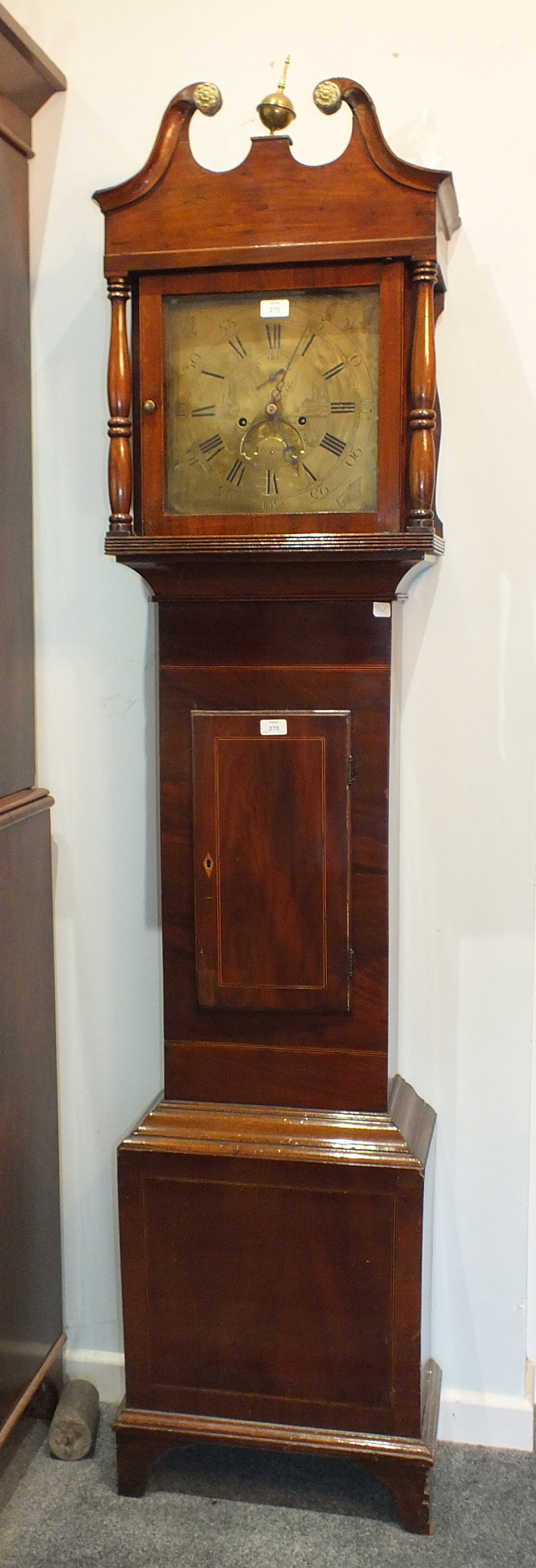 Charles Tickell, Kingsbridge, an inlaid mahogany long case clock, the 12'' brass dial with second - Image 3 of 3