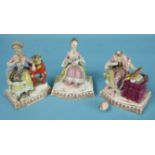 A set of three English porcelain models of the senses after the Meissen originals by Acier, probably