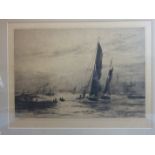 After William Lionel Wyllie, "Shipping on the Thames", etching signed in pencil in the margin, 33