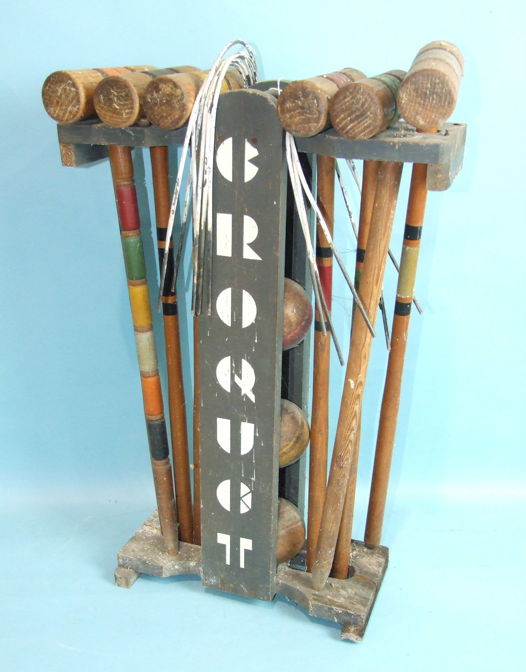 A child's croquet set.