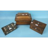 A 19th century mahogany bombe-shaped sarcophagus work box with fitted interior tray, on bun feet,