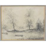 19th century English School, 'View Near Sandhurst', pencil sketch, titled verso, initialled and