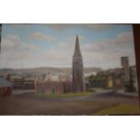 •CHARLES CHURCH, PLYMOUTH Unsigned unframed oil on board, 59.5 x 91cm.