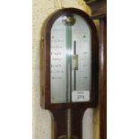 A Late-Georgian mahogany stick barometer, the plain arch case with ball cistern cover and hinged