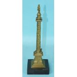 A 19th century French bronze model of Napoleon's Column at Place Vendôme, Paris, on slate base, 27.