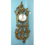 A gilt wood rococo style wall clock frame of heavy foliate design in the Chippendale taste,