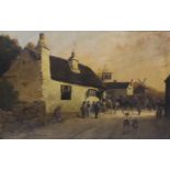Albert Bellinghame (19th century) THE CHESHIRE CHEESE INN WITH NUMEROUS FIGURES AND SOLDIERS PASSING