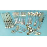 A collection of white metal flatware, marked Sterling Patent, ___39oz.