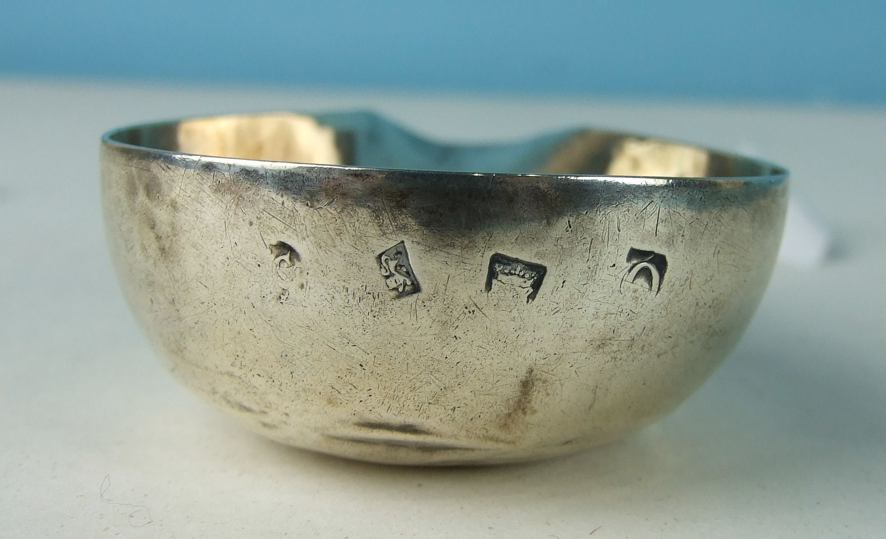 A Georgian silver pap boat of typical plain form, marks rubbed, with engraved initials beneath, 11cm - Image 2 of 3