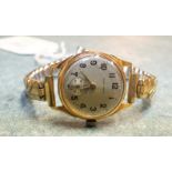 Ancre, a ladies 18k gold cased wrist watch on plated strap, 2.1cm diameter.