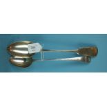 A silver fiddle pattern basting spoon, Exeter 1844 and an Old English silver basting spoon, Exeter