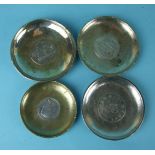 A Chinese beaten silver circular pin tray centred by a memento coin, "Birth of the Republic of