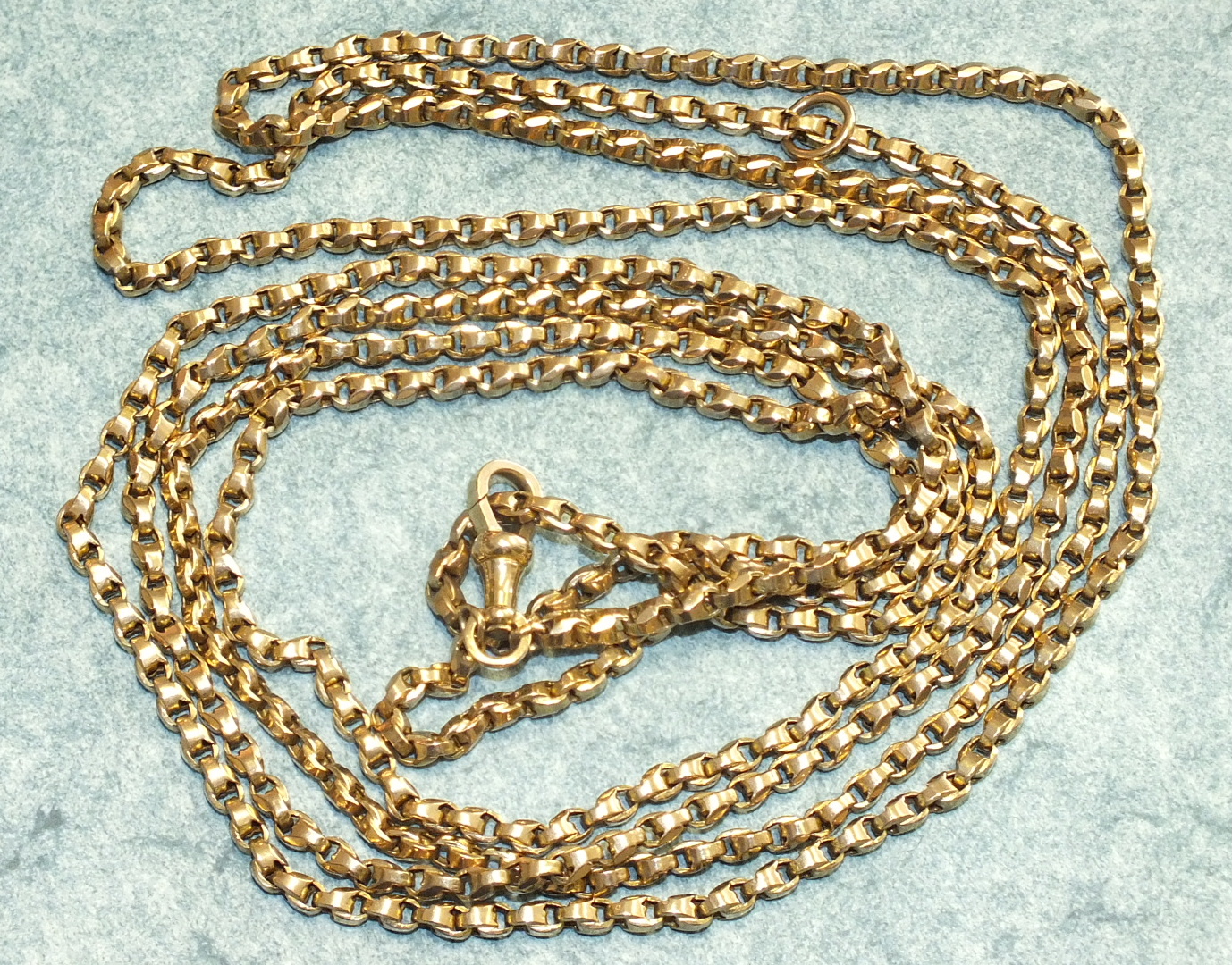 A 9ct gold guard chain, 166cm long, 40g.