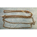 Two belcher link neck chains, 14.7g.