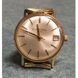 Eterna-Matic 1000, a gent's 9ct gold cased automatic wrist watch, the silvered dial with baton