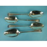 Four George IV silver Old English Pattern tablespoons, various makers, London 1812, 1827, 1828,
