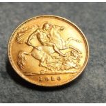 An Edward VII 1910 half sovereign.