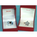 Two Baccarat blue glass rings, both signed and boxed, size J, (2).