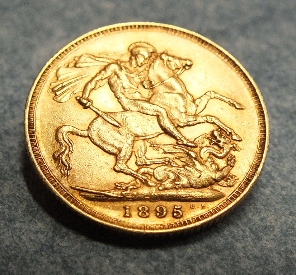 A Victoria 1895 sovereign.