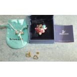 Tiffany & Co, a silver heart ring signed Peretti, size I, in bag, a pair of similar earrings and a