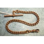 A 9ct rose gold curb link half Albert watch chain, 22cm long, 20.6g.