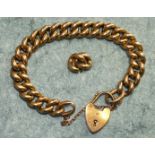 A bracelet of 15ct gold hollow curb links with 9ct gold padlock clasp, 29.3g.