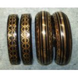 Two Victorian tortoiseshell pique expanding bracelets, both af.