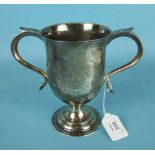 A two-handled bell-shaped cup by Peter & Anne Bateman, with slightly-domed circular foot, 16cm high,