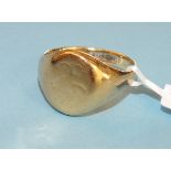 An 18ct gold signet ring, size S, 9.1g.