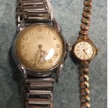 A ladies Regency 9ct gold cased wrist watch on gold bracelet, gross weight 9.6g and a gents Roamer