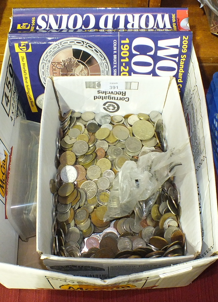 A large collection of British and foreign coinage, banknotes, etc.