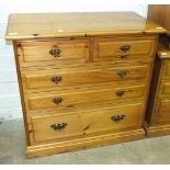 A modern pine straight-front chest of two short and three long drawers, 88cm wide.