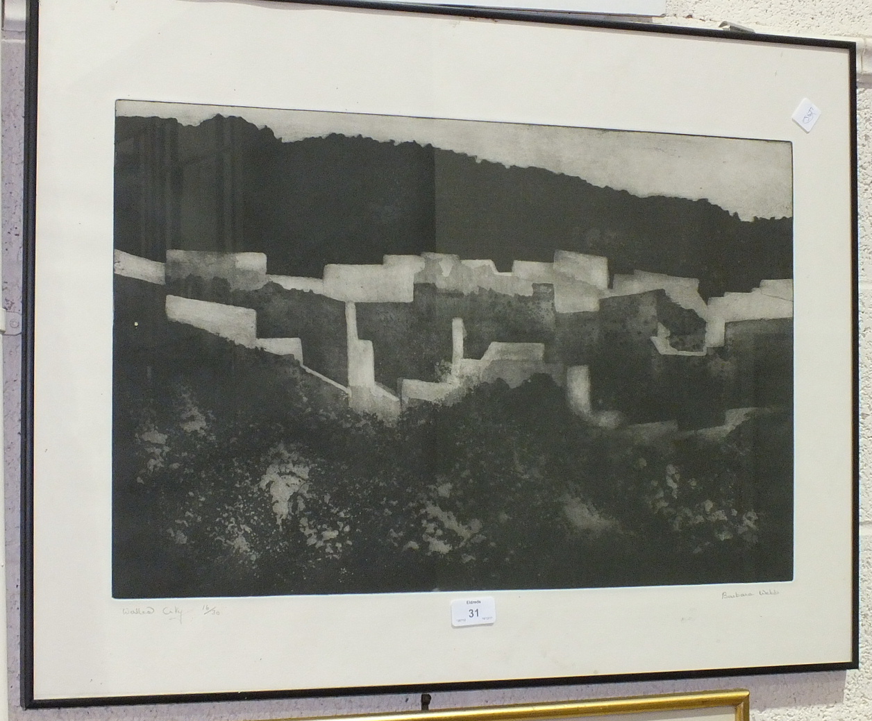 After Barbara Webb, 'Walled City', a limited edition engraving, 39 x 60cm, 16/30 and other