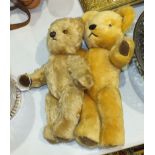 A Chad Valley teddy bear, 30cm high, (eye missing) and one other teddy bear, 35cm high, (2).