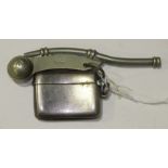 A silver Vesta case, Birmingham 1919 and a plated bosun's whistle, (2).