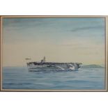 •Eric Erskine Campbell Tufnell (1888-1978) HMS STALKER D91 ESCORT AIRCRAFT CARRIER Signed and titled