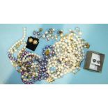 A quantity of freshwater and cultured pearl earrings, necklaces and bracelets.