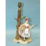 A 20th century Naples porcelain table lamp in the form of a young woman, 39cm.