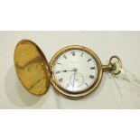 An Elgin National Watch Co. hunter keyless pocket watch with gold-plated case, (a/f, not working).