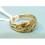 An 18ct gold ring set a single diamond, size L½, 3.6g.