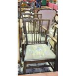 A set of six 19th century mahogany dining chairs with drop-in seats, includes two carvers and an oak