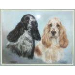 •Pauline Edwards, "Teal, Shouter, Amber", Portrait of three Cocker Spaniels, a signed pastel,