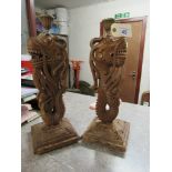 2 CARVED TABLE LAMP STANDS