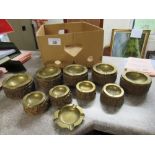 BOX CARVED/BRASS ASHTRAYS (AF)