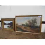 2 OIL PAINTINGS COUNTRY SCENES BY G LESLIE (AF)