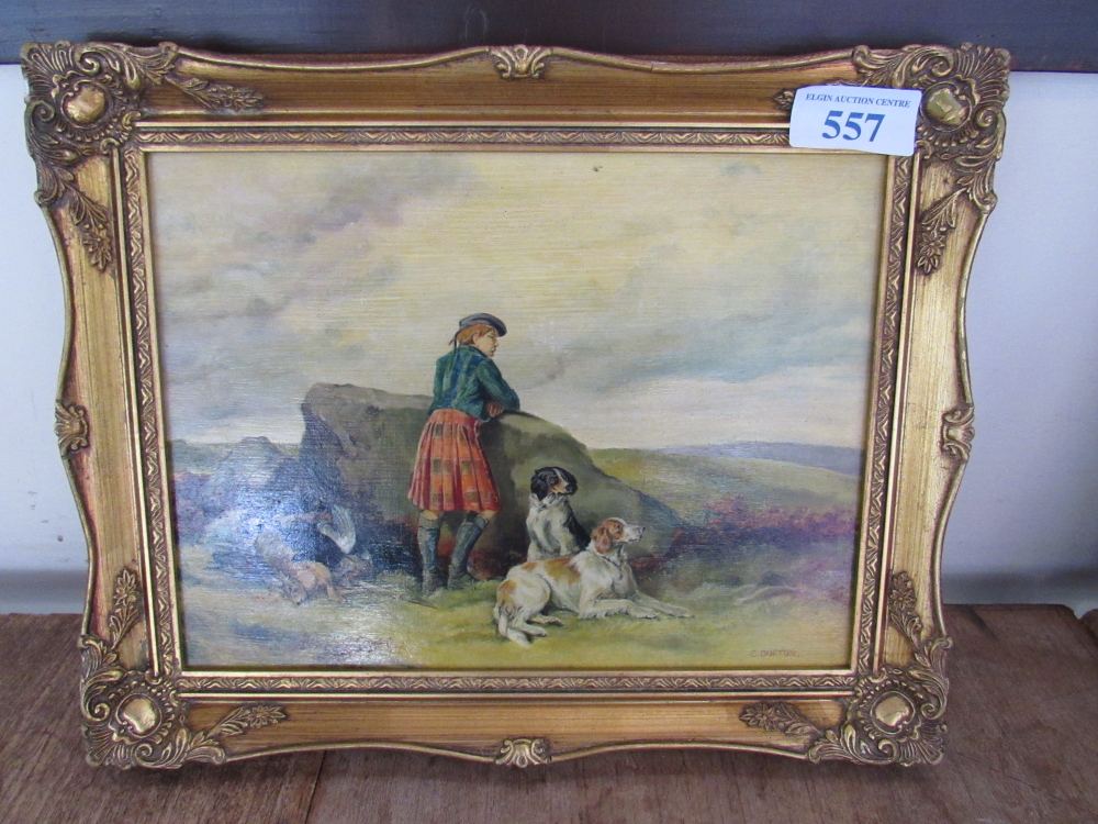 OIL PAINTING HUNTING SCENE C BURTON