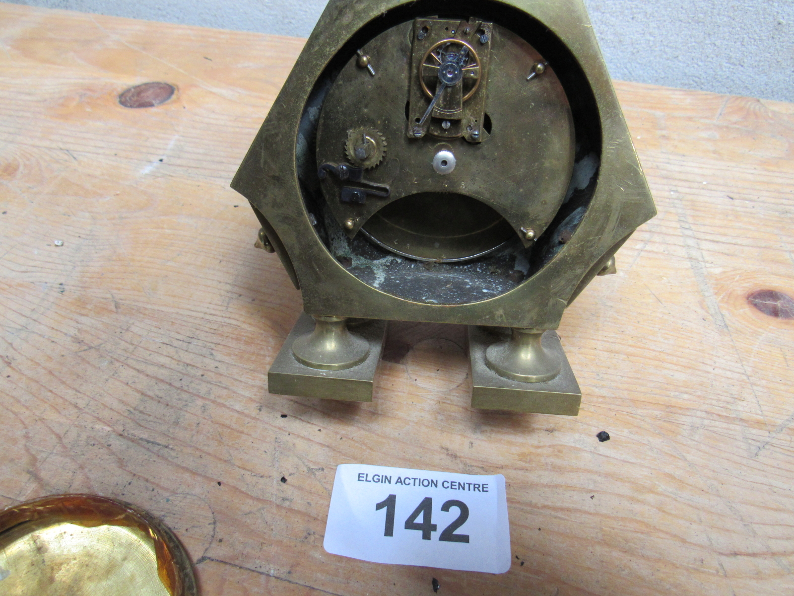 SMALL BRASS CLOCK WITH COMPASS - Image 4 of 4